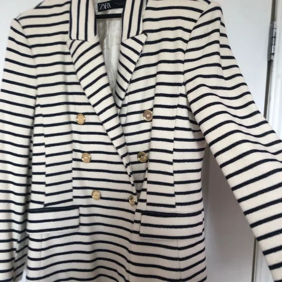 Zara Jackets Coats Zara Black And White Striped Blazer